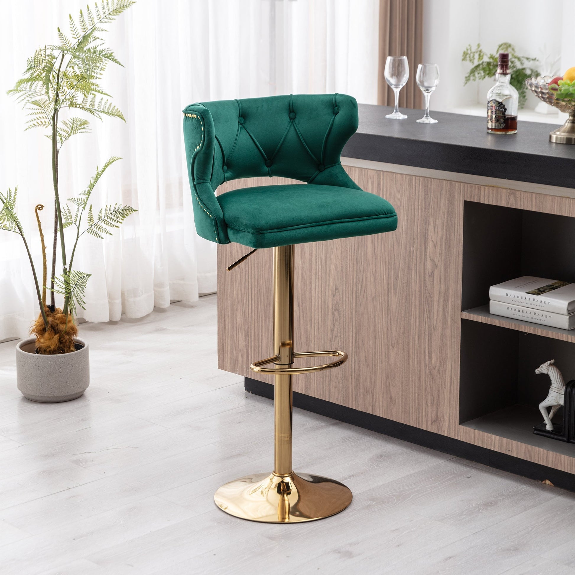 Set of 2 Modern Fashionable Velvet Bar Stools-7