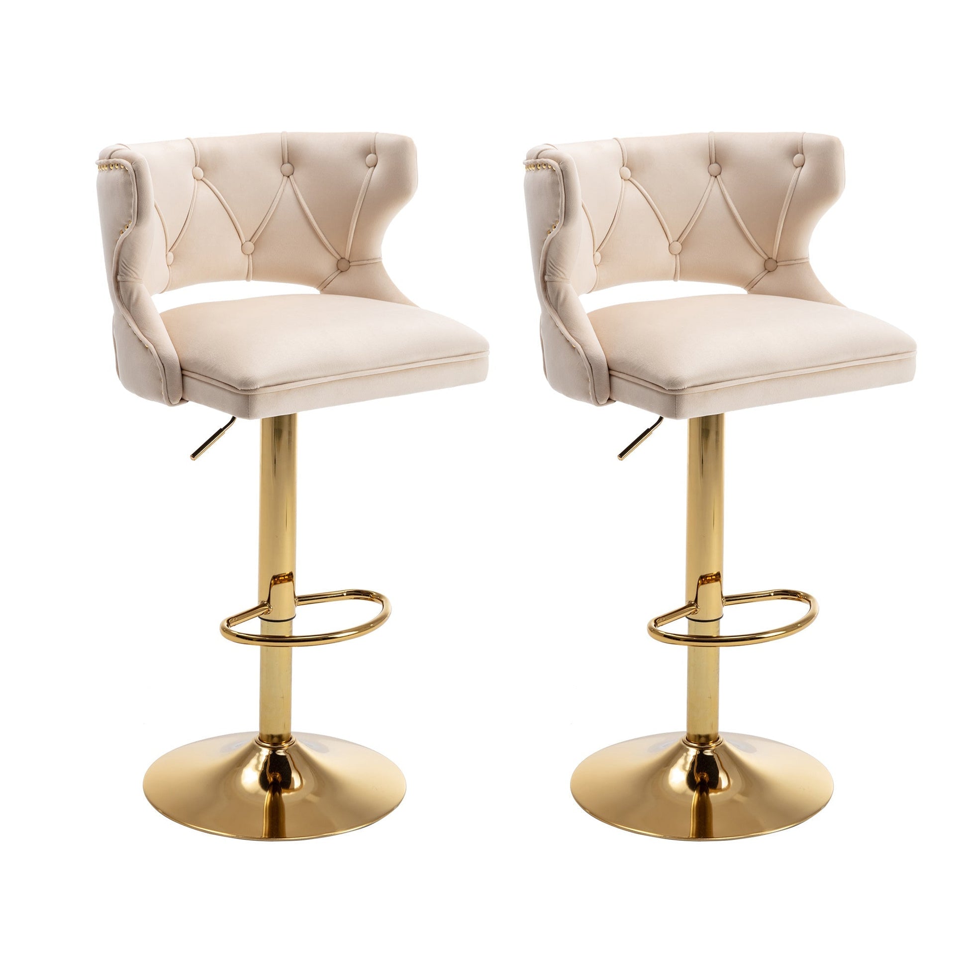 Set of 2 Modern Fashionable Velvet Bar Stools-12