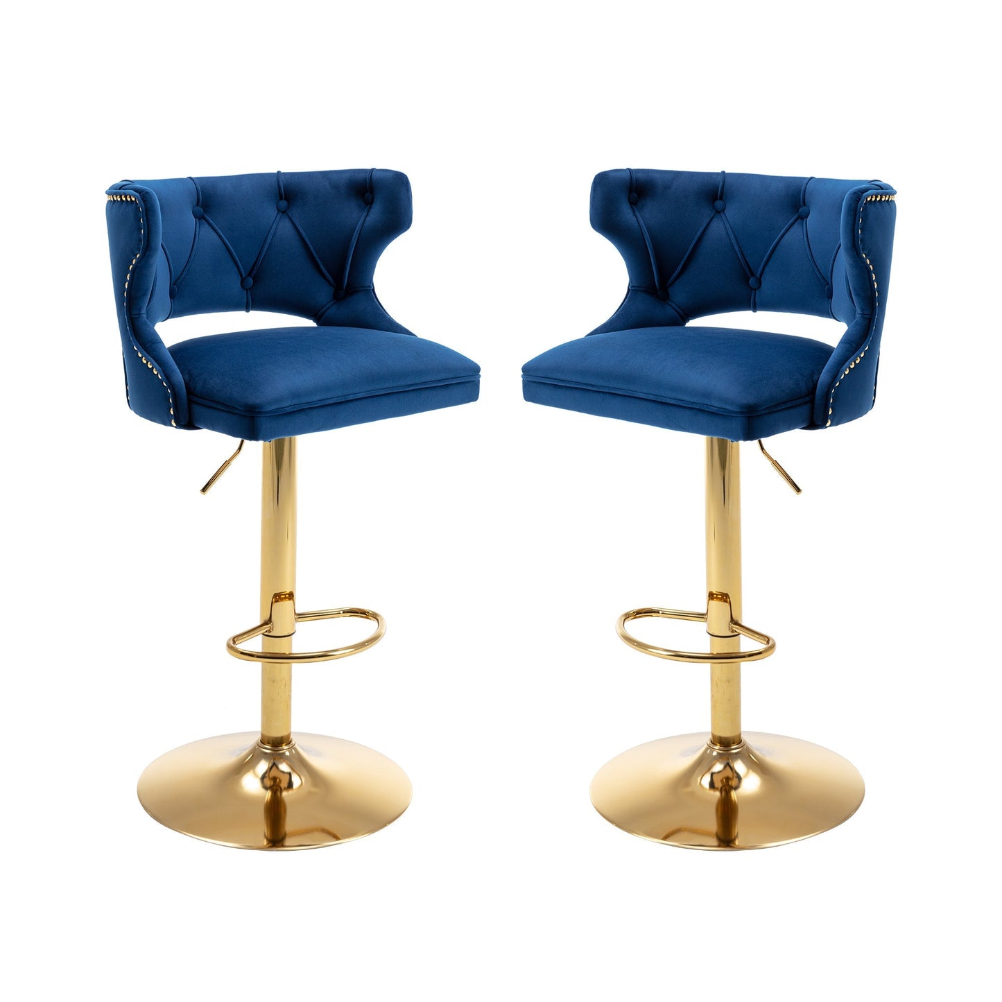 Set of 2 Modern Fashionable Velvet Bar Stools-0