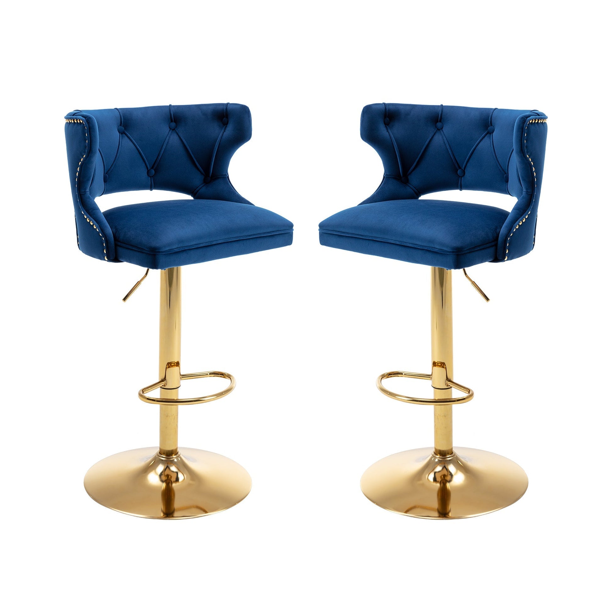 Set of 2 Modern Fashionable Velvet Bar Stools-0