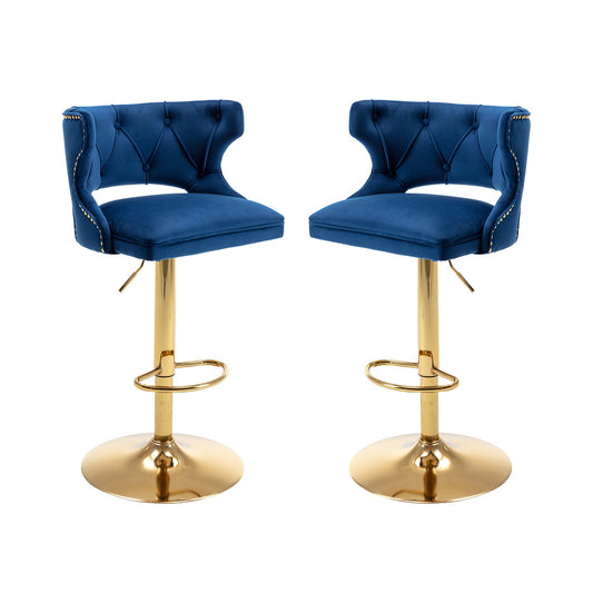 Set of 2 Modern Fashionable Velvet Bar Stools-0