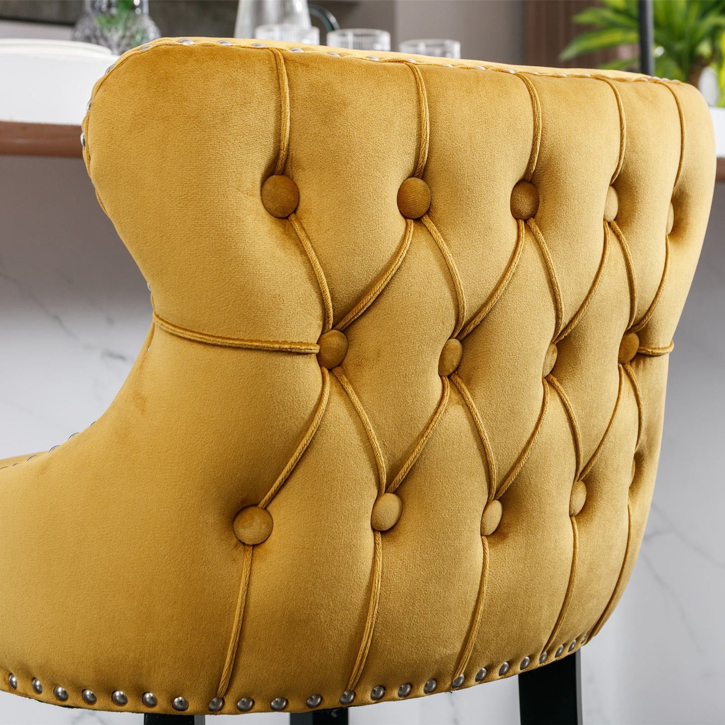 Yellow Velvet Barstool-4