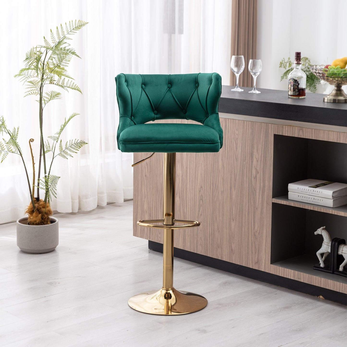 Set of 2 Modern Fashionable Velvet Bar Stools-6