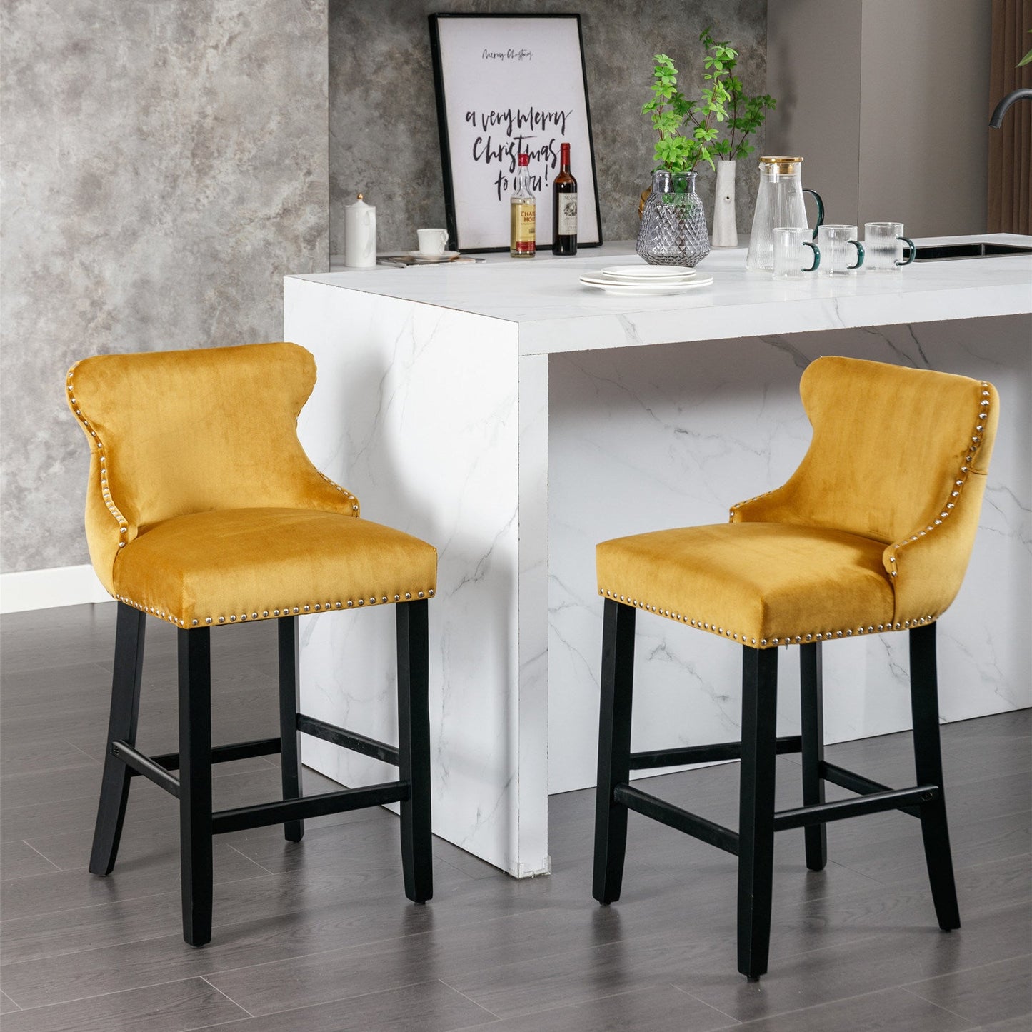 Yellow Velvet Barstool-14