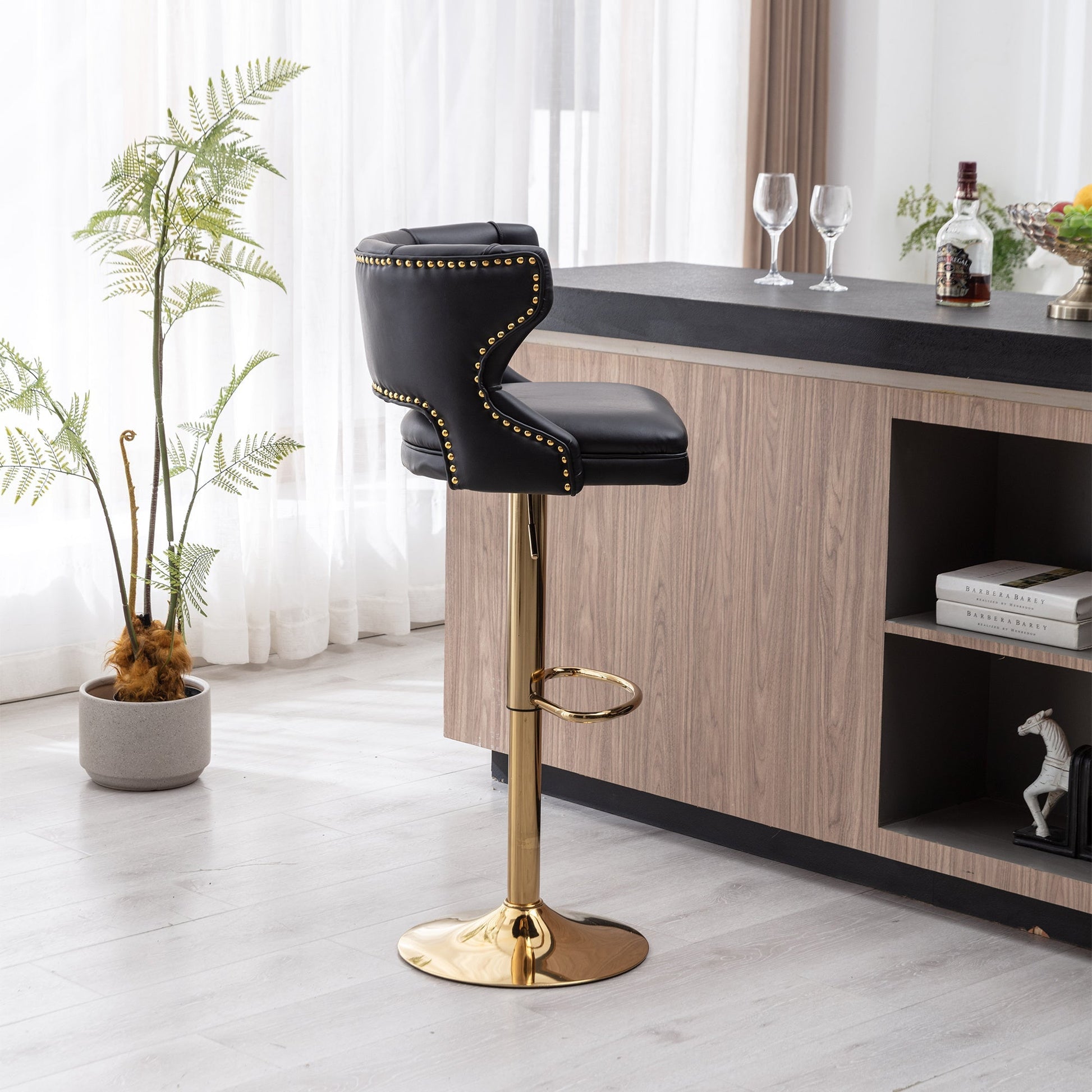 Set of 2 Modern Fashionable Velvet Bar Stools-8