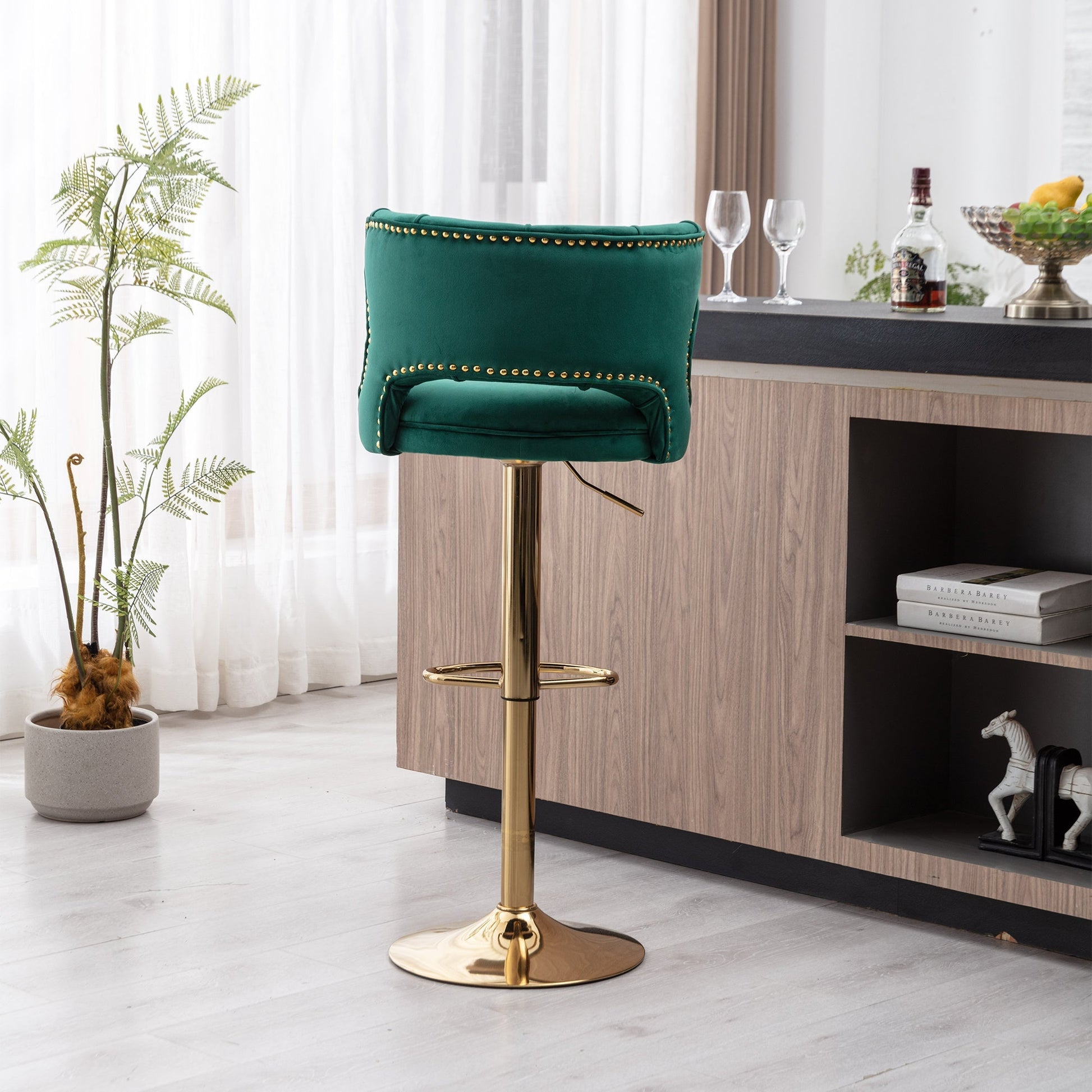 Set of 2 Modern Fashionable Velvet Bar Stools-10