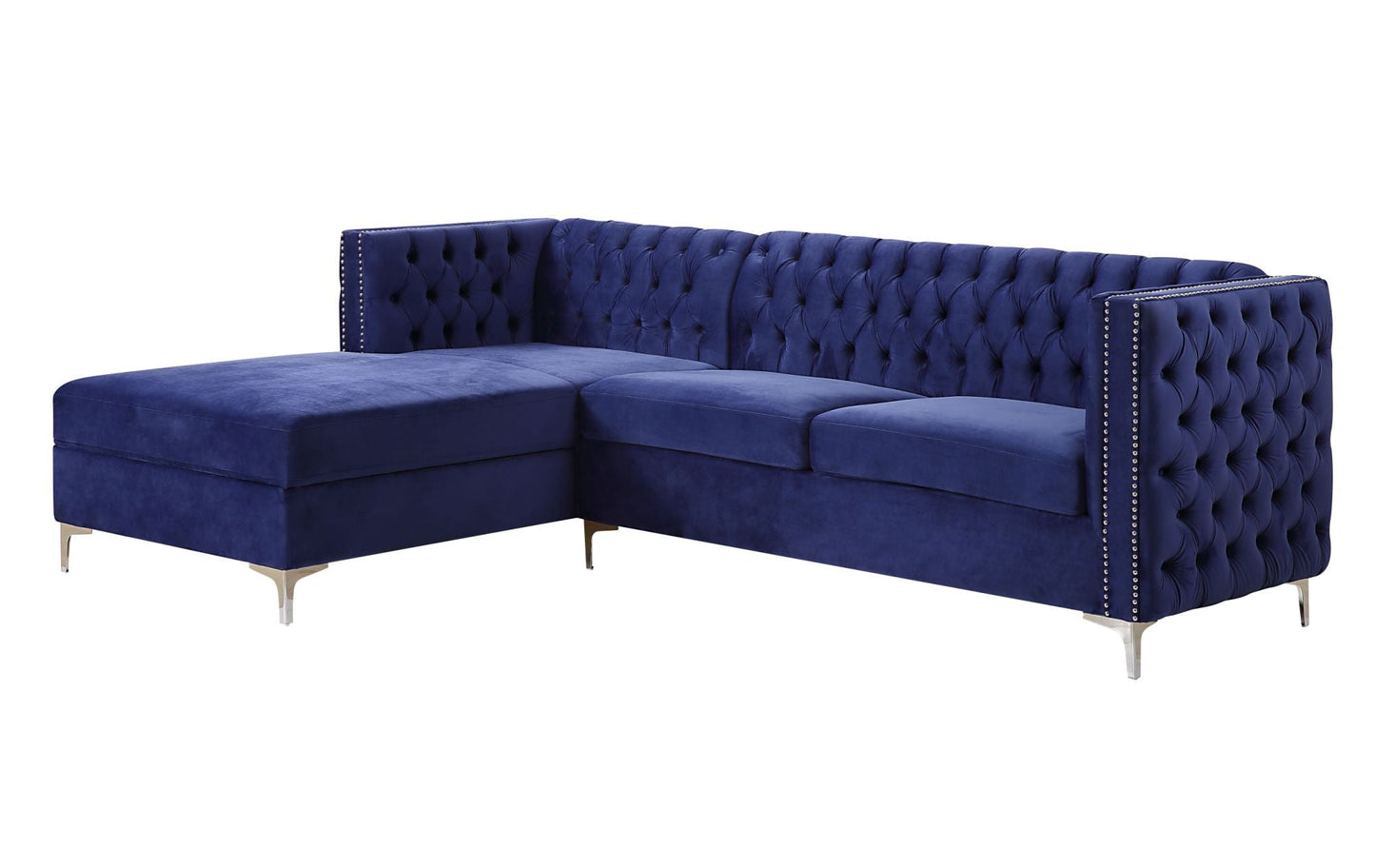 Navy Blue Velvet Sullivan Sectional Sofa-0