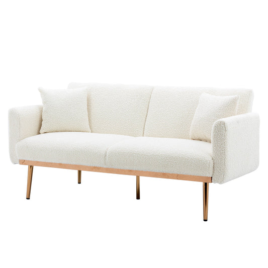 Velvet Accent loveseat sofa with metal feet-0