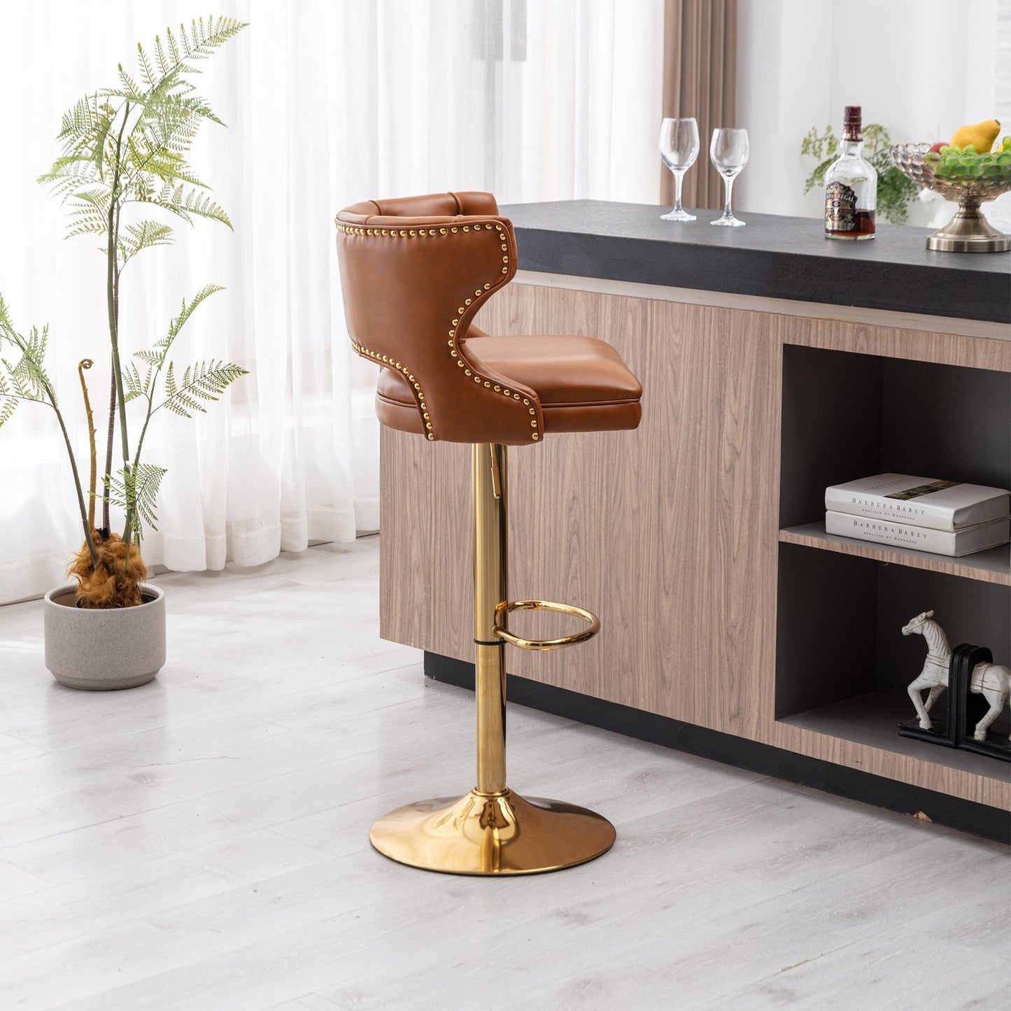 Set of 2 Modern Fashionable Velvet Bar Stools-6