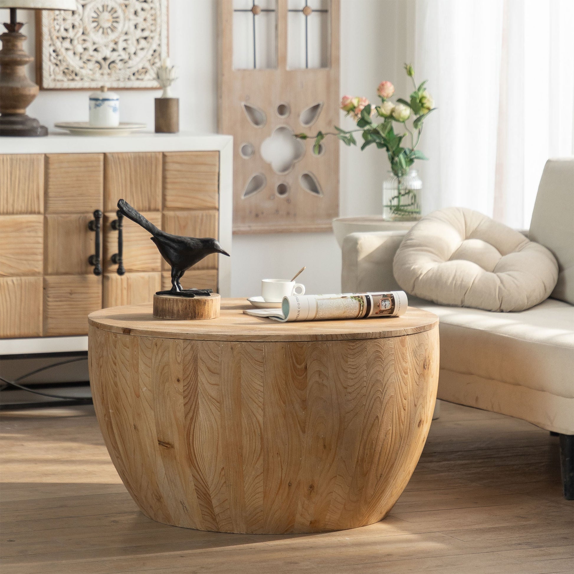 Vintage Style Bucket Shaped Coffee Table-1