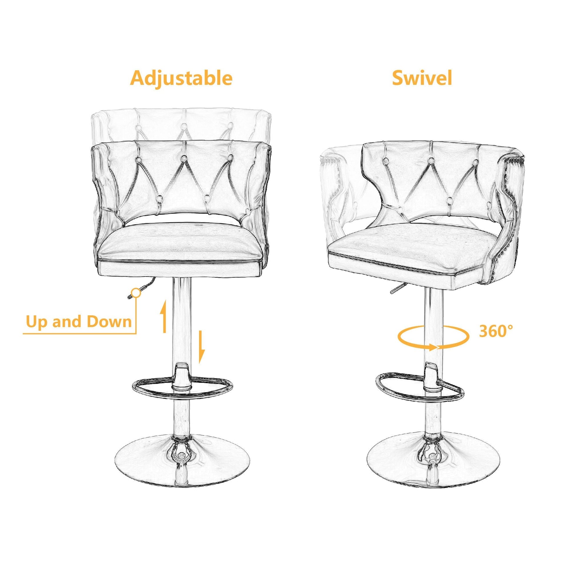 Set of 2 Modern Fashionable Velvet Bar Stools-13