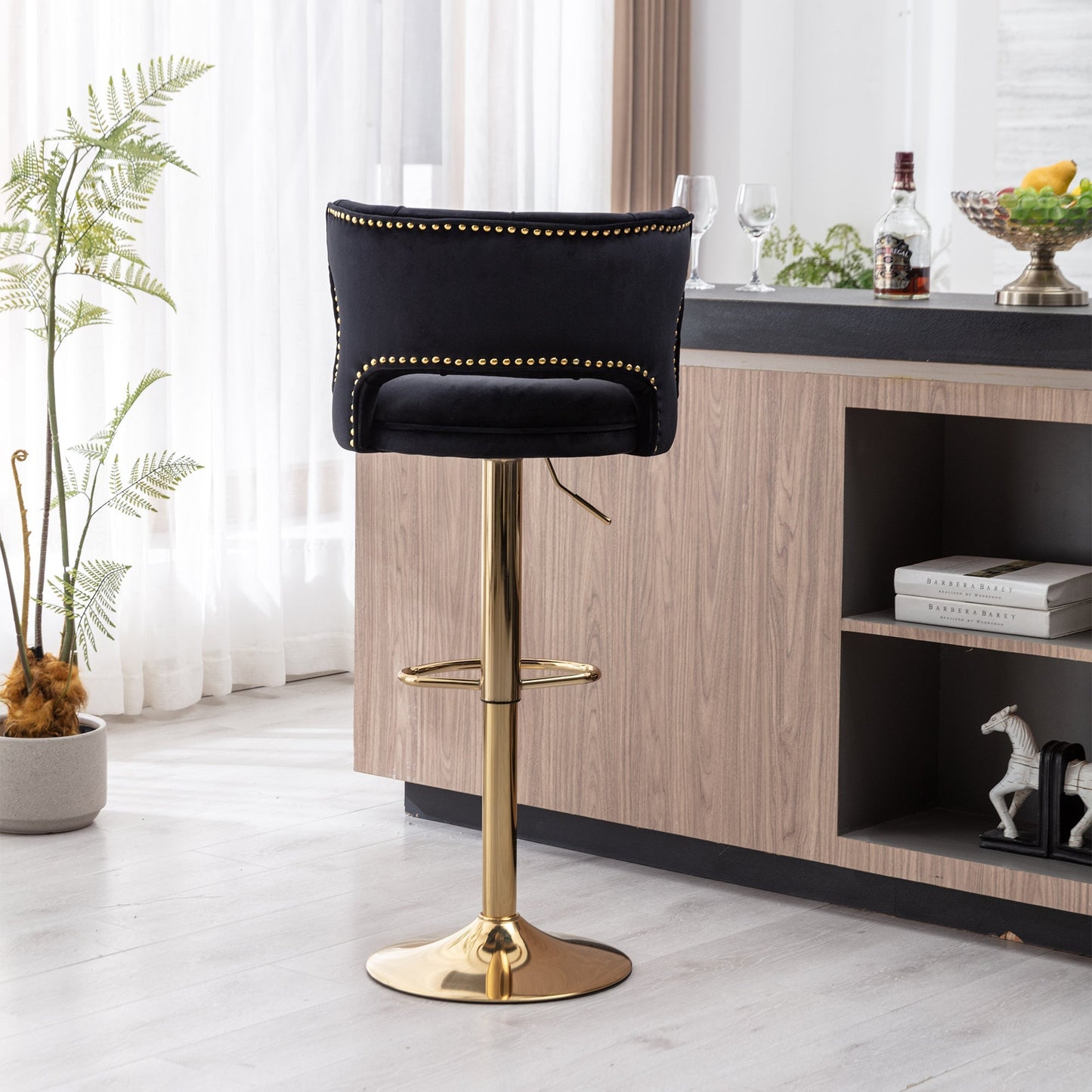 Set of 2 Modern Fashionable Velvet Bar Stools-11