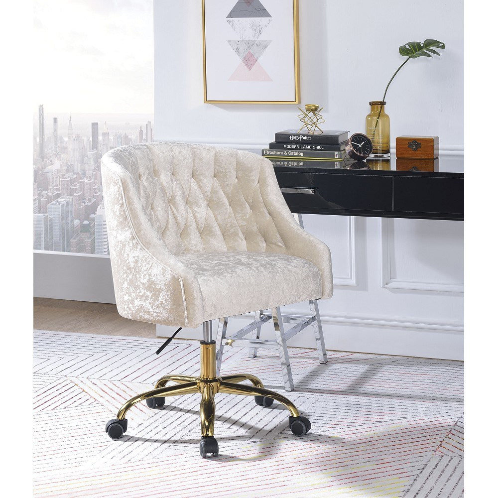 Levian Office Chair in Vintage Cream Velvet & Gold-1