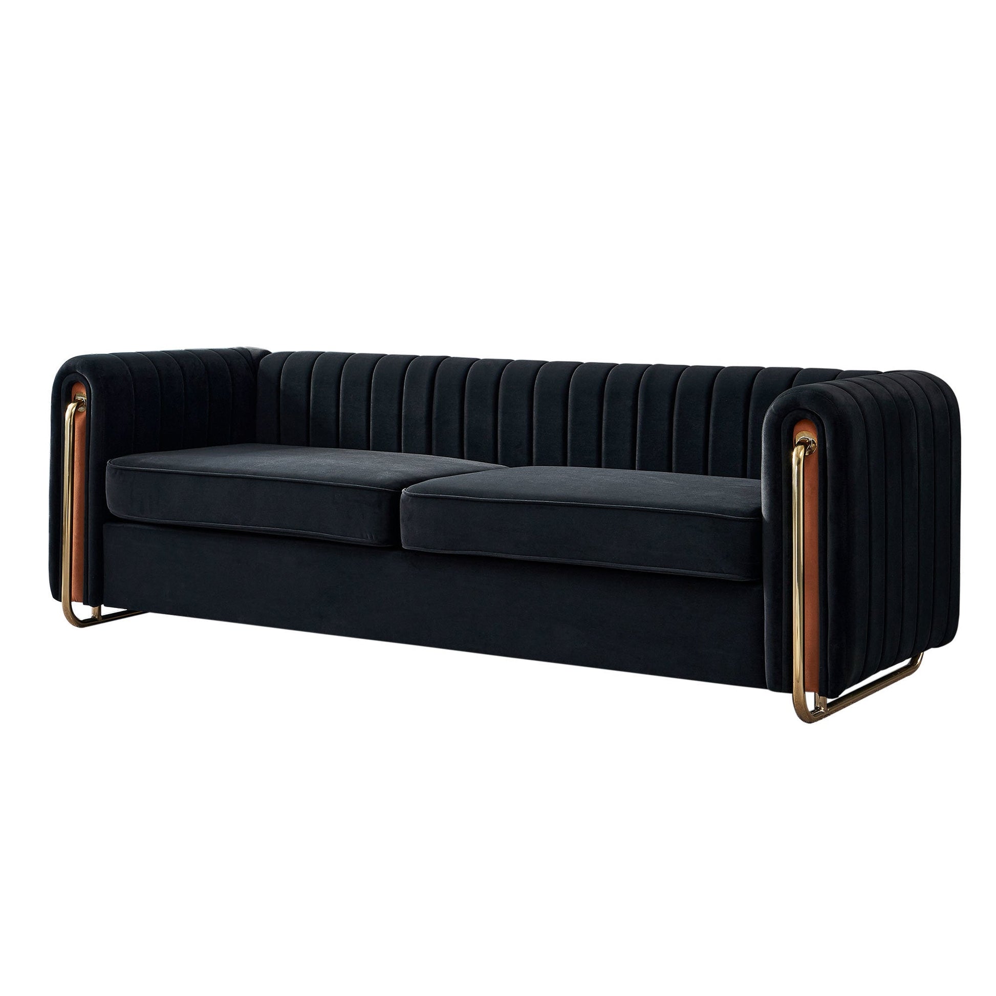 Modern Velvet Sofa in Black-1