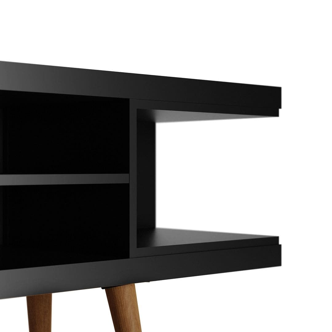 Manhattan Comfort Utopia 70" TV Stand with Splayed Wooden Legs Black-4