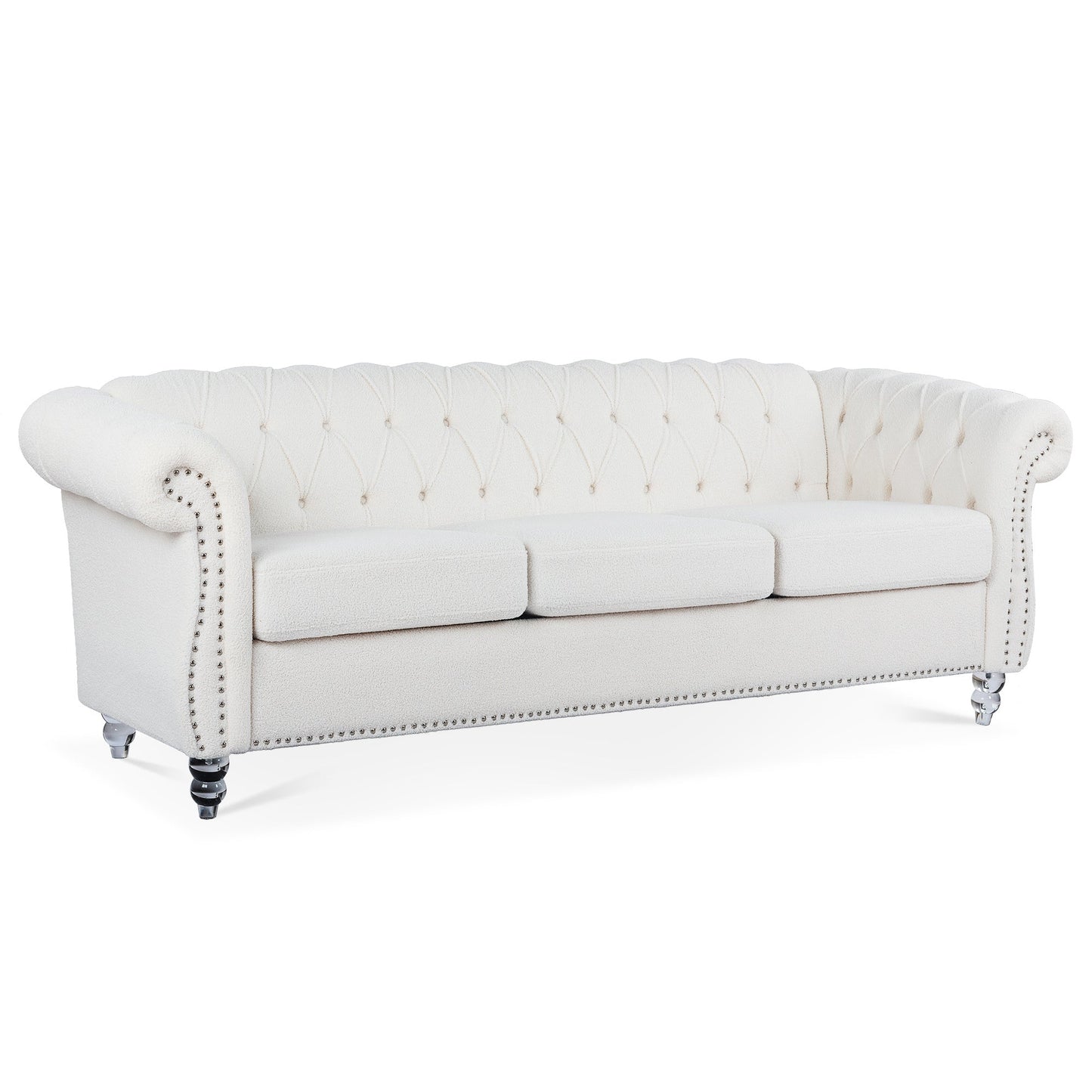 Rolled Arm Chesterfield 3 Seater Sofa-4