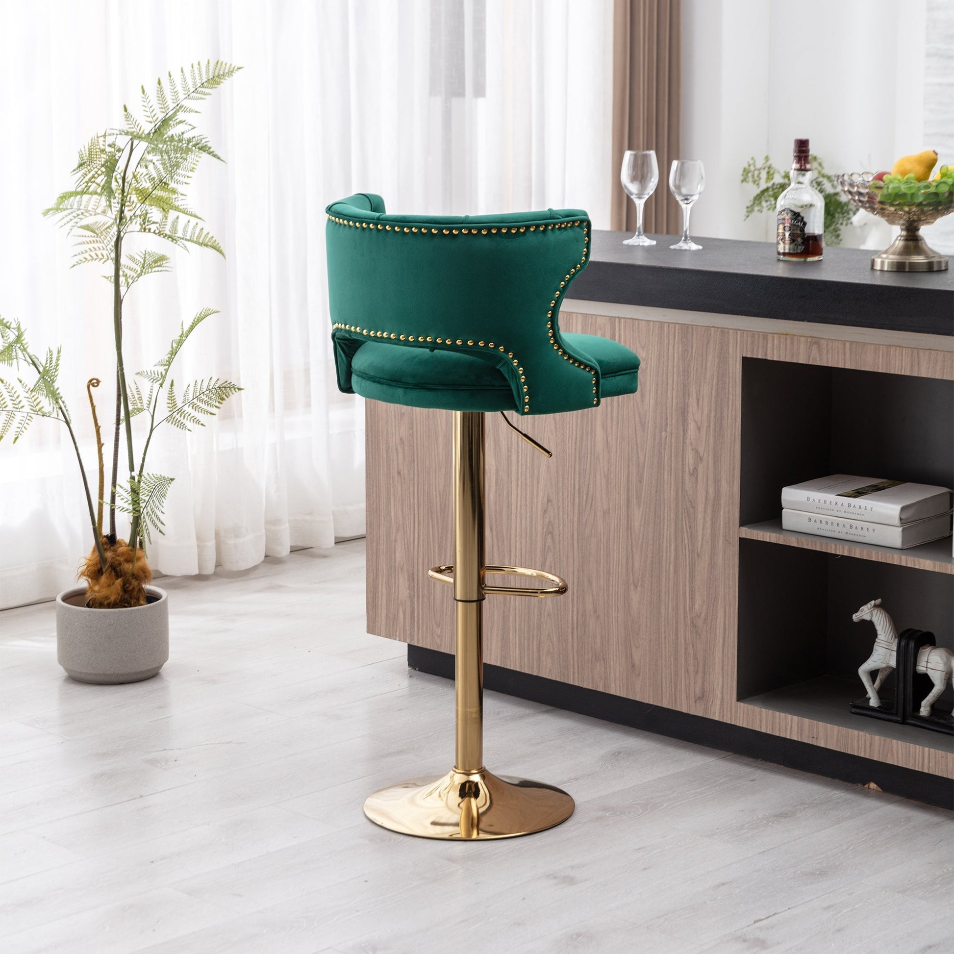 Set of 2 Modern Fashionable Velvet Bar Stools-9