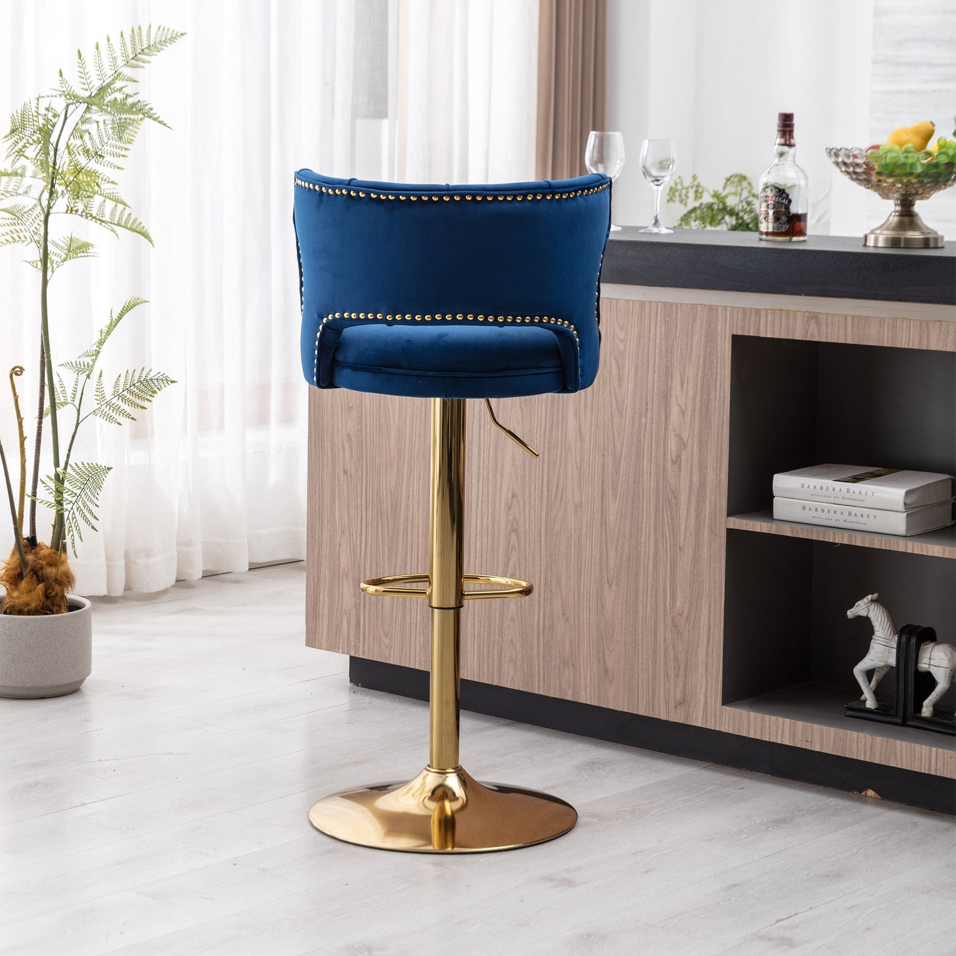 Set of 2 Modern Fashionable Velvet Bar Stools-10