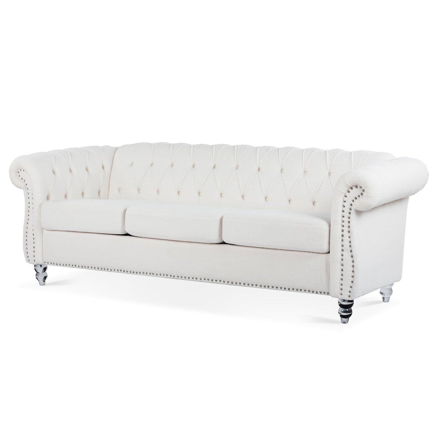 Rolled Arm Chesterfield 3 Seater Sofa-5