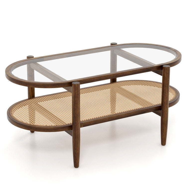 Acacia Wood And Tempered Glass Coffee Table-0