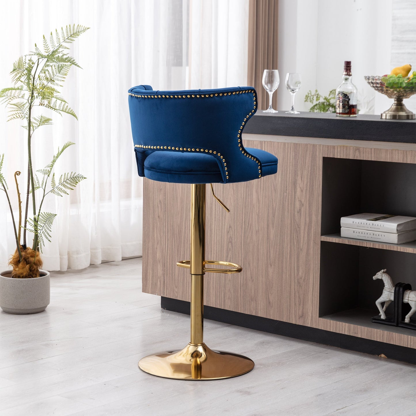 Set of 2 Modern Fashionable Velvet Bar Stools-9