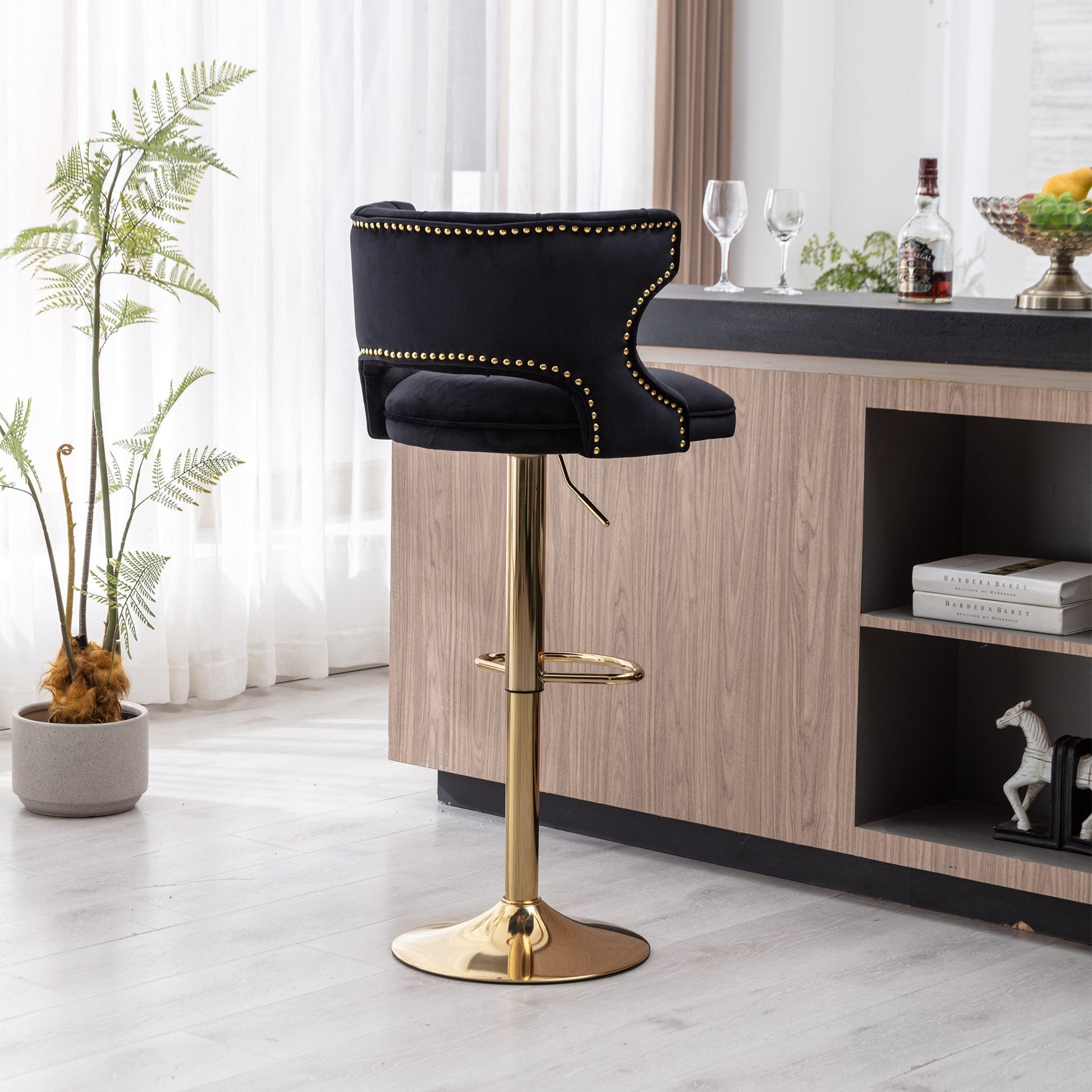 Set of 2 Modern Fashionable Velvet Bar Stools-9