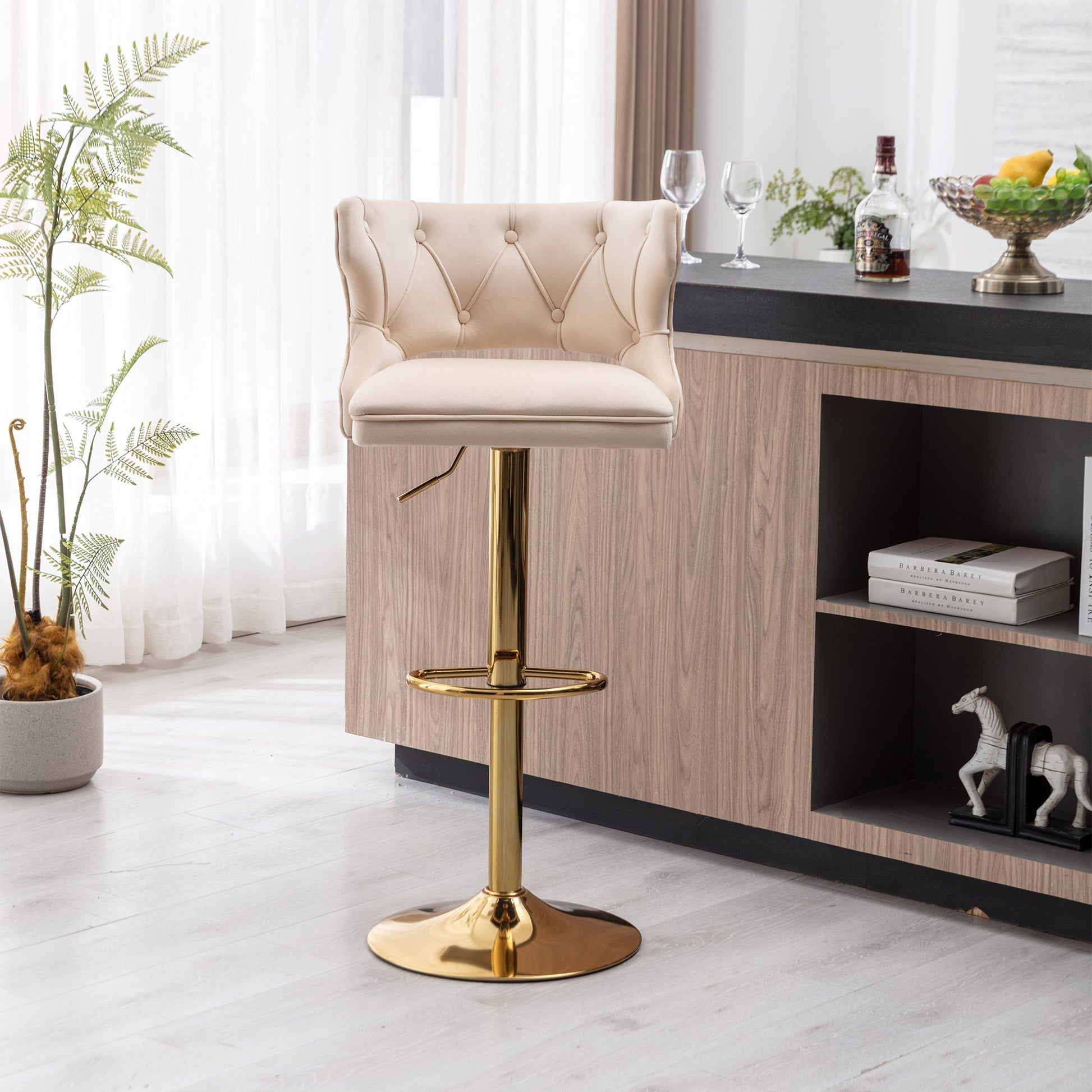 Set of 2 Modern Fashionable Velvet Bar Stools-6