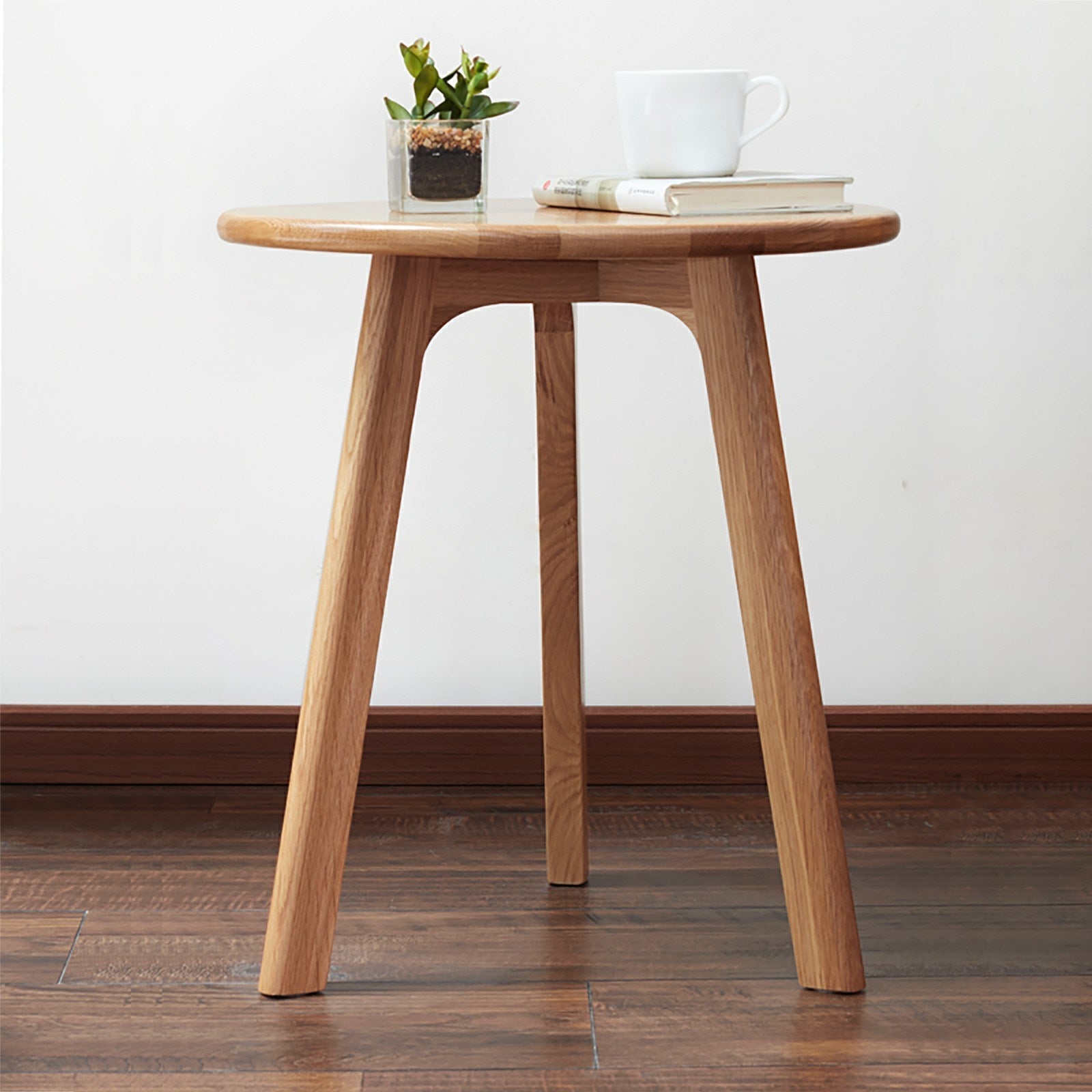 Solid Oak Wood Side Table-5