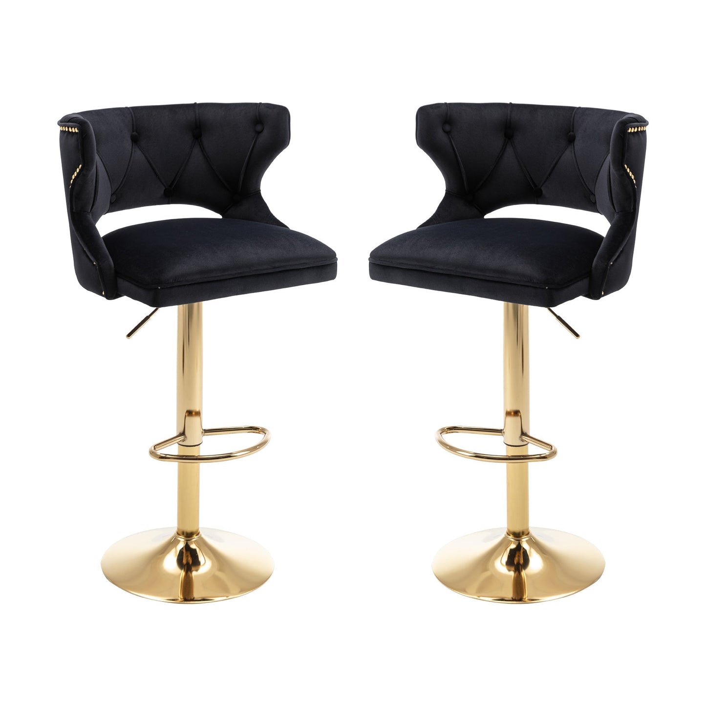 Set of 2 Modern Fashionable Velvet Bar Stools-12