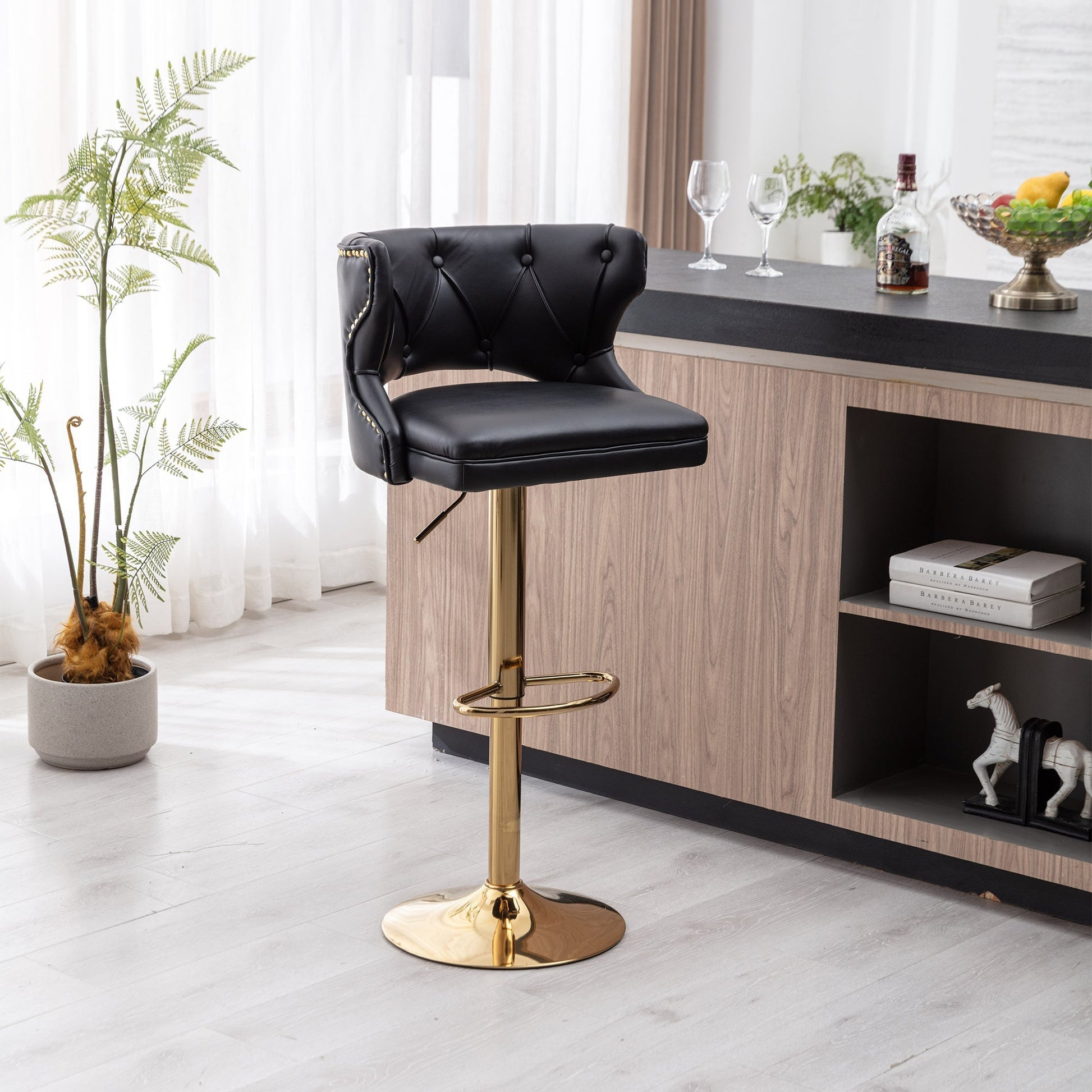 Set of 2 Modern Fashionable Velvet Bar Stools-7