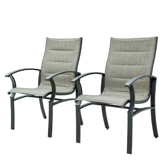 Patio Dining Chairs Set of 2,Bistro Metal Steel Chair with Textilene Mesh Fabric,Outdoor Armchair for Outside Porch,Balcony,Garden,Backyard Grey(2 Chairs)