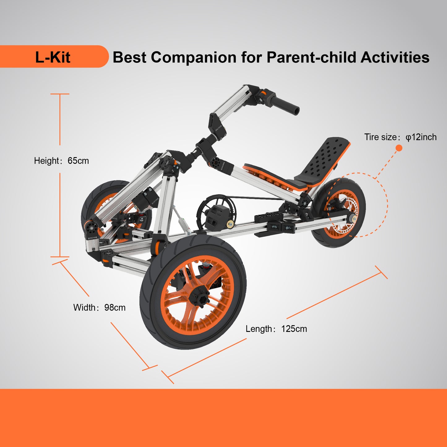 KidRock Buildable Kit 20 in 1 Kids Go Kart Set, Suitable for 1 to 8 Years Old, Two Wheel Bike, Three Wheel Bike, Go Kart, Sit/Stand Scooter, etc. Most Popular L Kit (Non Electric)