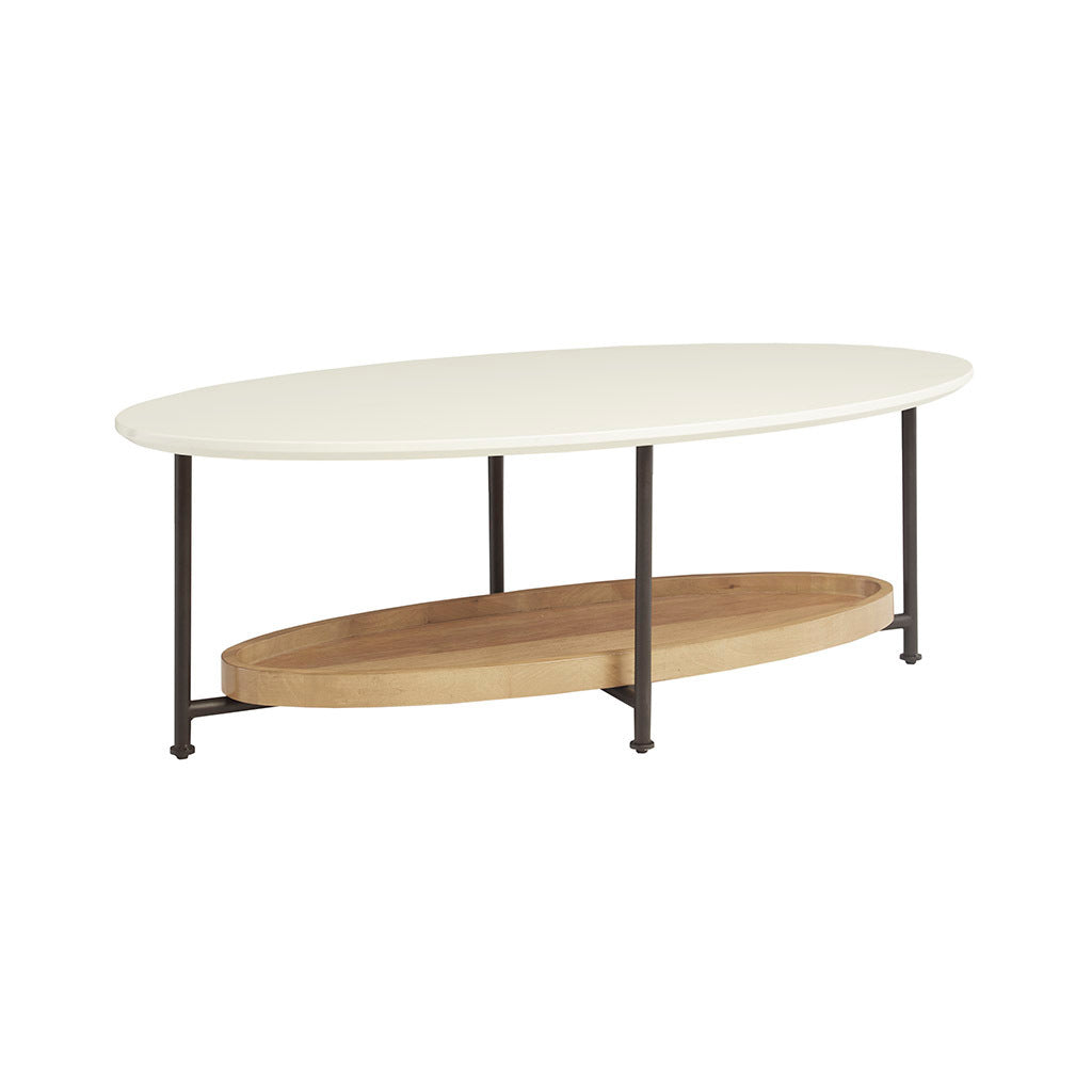 Monte Oval White/Natural Coffee Table-0