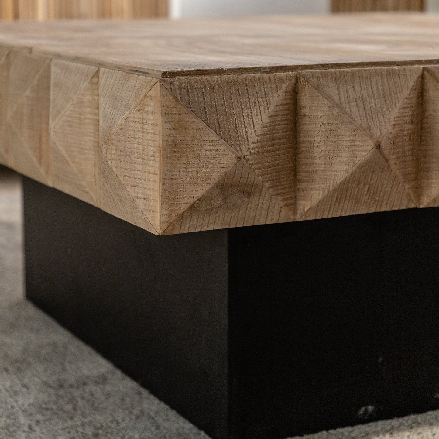 Three-dimensional Rough Pattern Square Retro Coffee Table-11