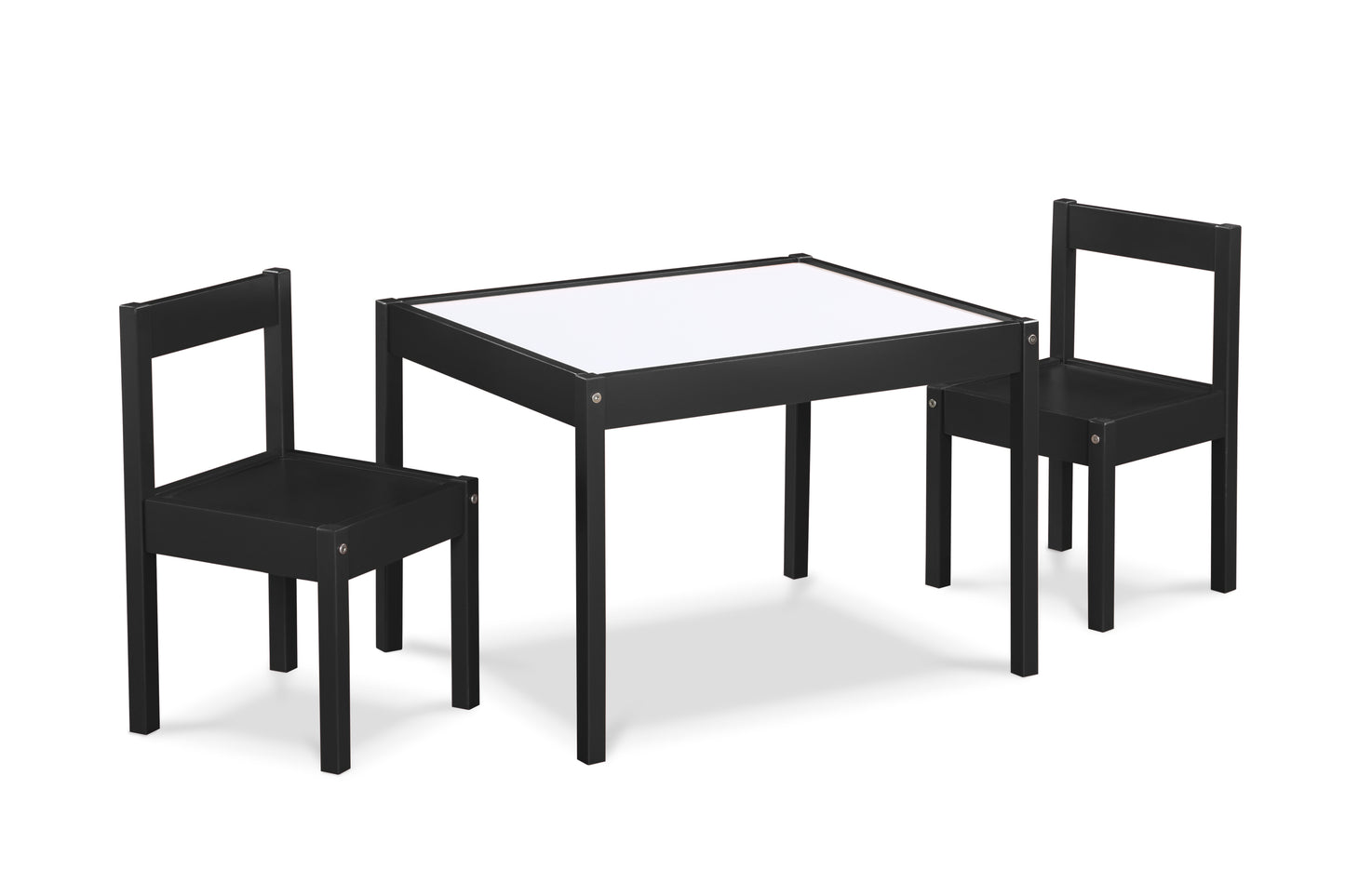 Gibson 3-Piece Dry Erase Kids Table & Two Chair Set, Black