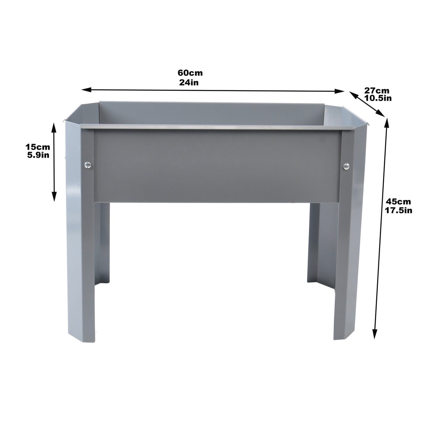 Elevated garden bed, metal elevated outdoor flowerpot box, suitable for backyard and terrace, large flowerpot, suitable for vegetable and flower    Grey*2