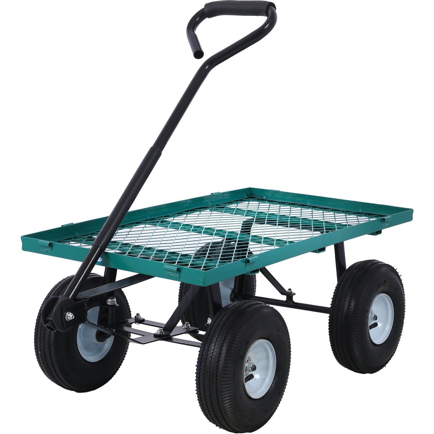 Steel Garden Cart, Steel Mesh Removable Sides, 3 cu ft, 550 lb Capacity, Green