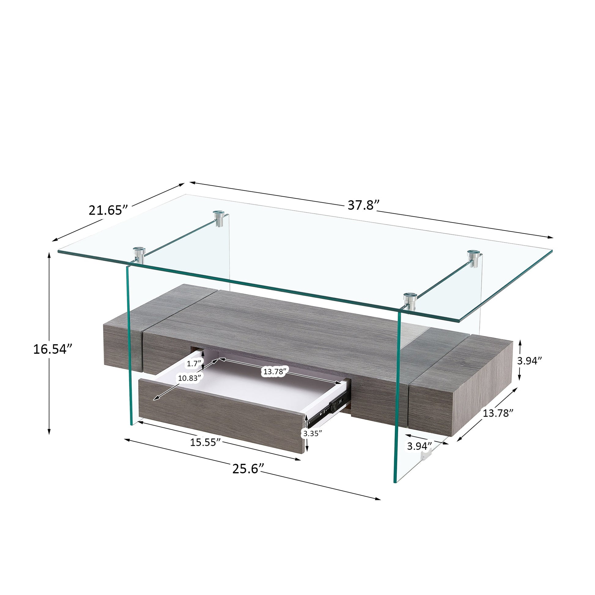 Tempered Glass Coffee Table With Dual Shelves-6