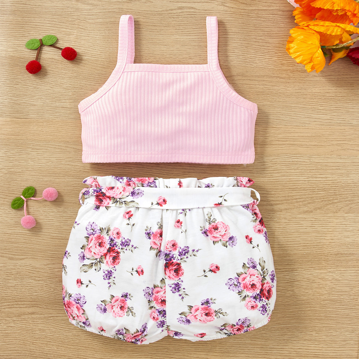 decorative-button-tank-and-floral-shorts-set