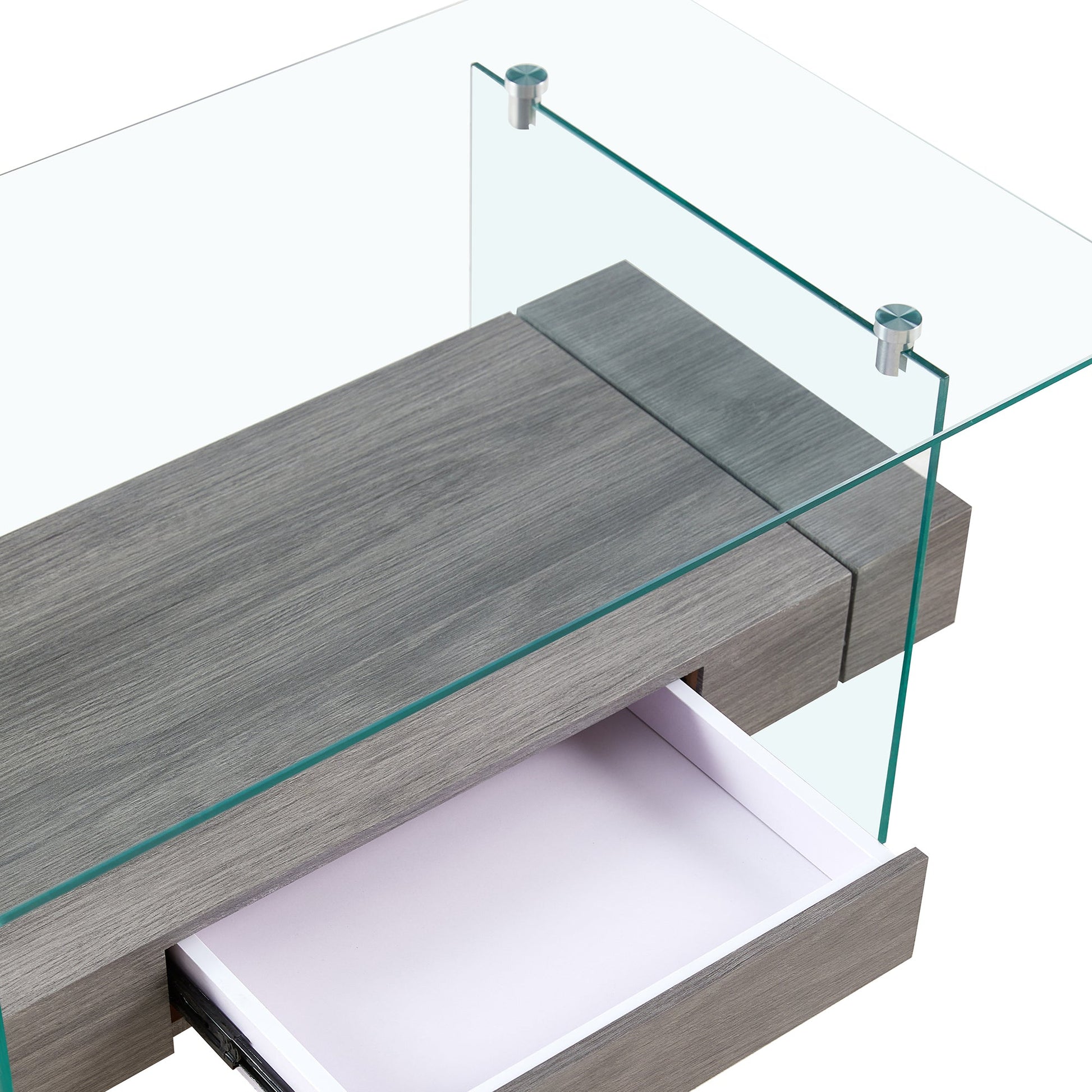 Tempered Glass Coffee Table With Dual Shelves-5