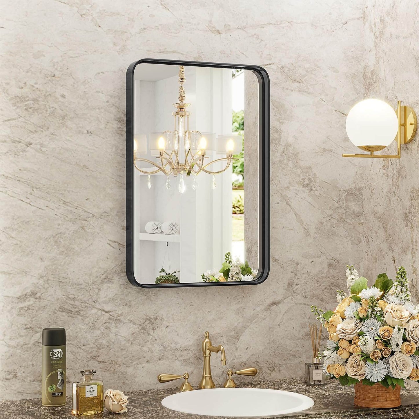 Bathroom Mirror Vanity Mirror for Wall,Aluminum Alloy Framed Wall Mirror Farmhouse,30"×22"