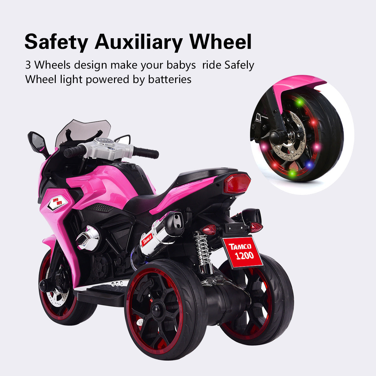 TAMCO 12V Kids Electric motorcycle/ ride on motorcycle,Girls Motorcycle, Children Battery Motor Bikes Rechargeable 3 Wheels Ride on Kids Electric Motorcycle with Light Wheels /electric ride on car