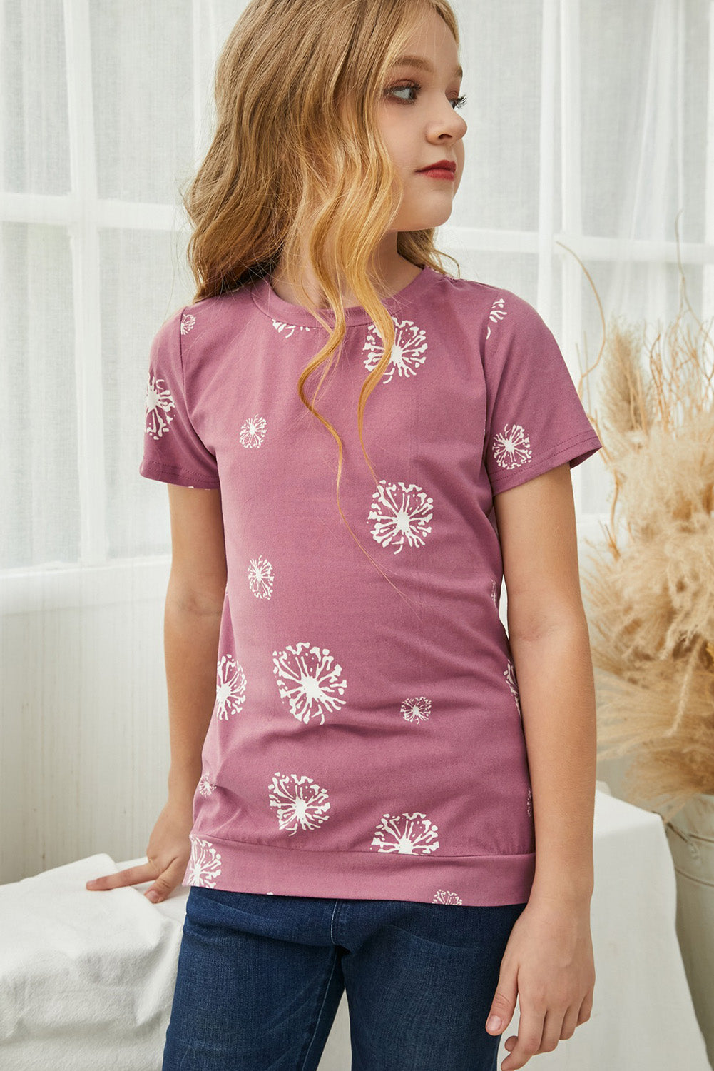 girls-dandelion-print-round-neck-tee