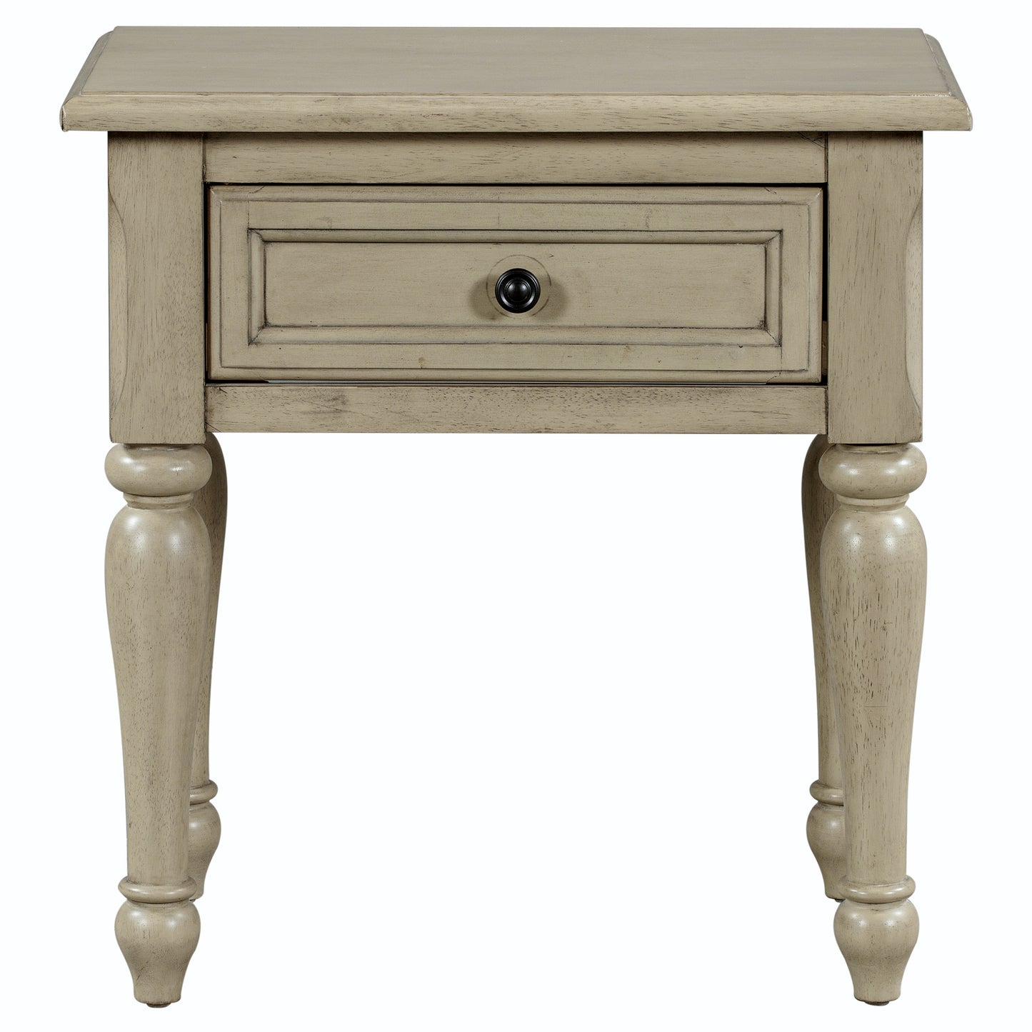 Solid Wood traditional One-Drawer Side Table End Table Nightstand, Stone Gray