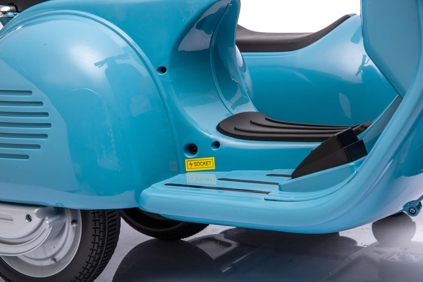 6V LICENSED Vespa Scooter Motorcycle with Side Car for kids, Blue