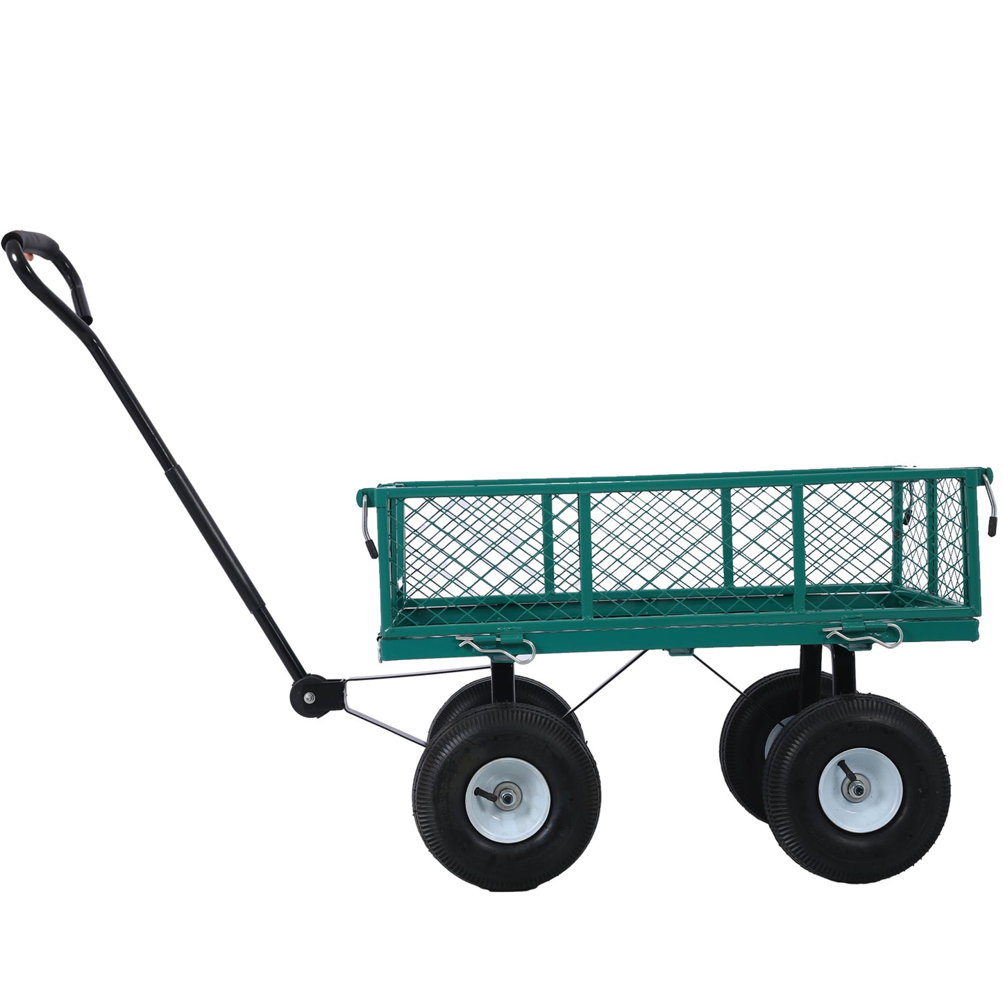 Steel Garden Cart, Steel Mesh Removable Sides, 3 cu ft, 550 lb Capacity, Green