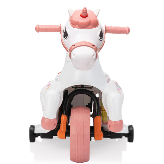 Unicorn stroller,Electric Toy Bike with Training Wheels for Kids 3-6,Pink