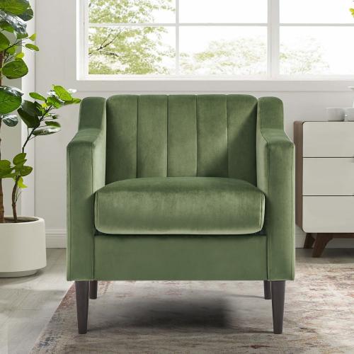 Modern Velvet Fabric Chair With Solid Wood Legs-5