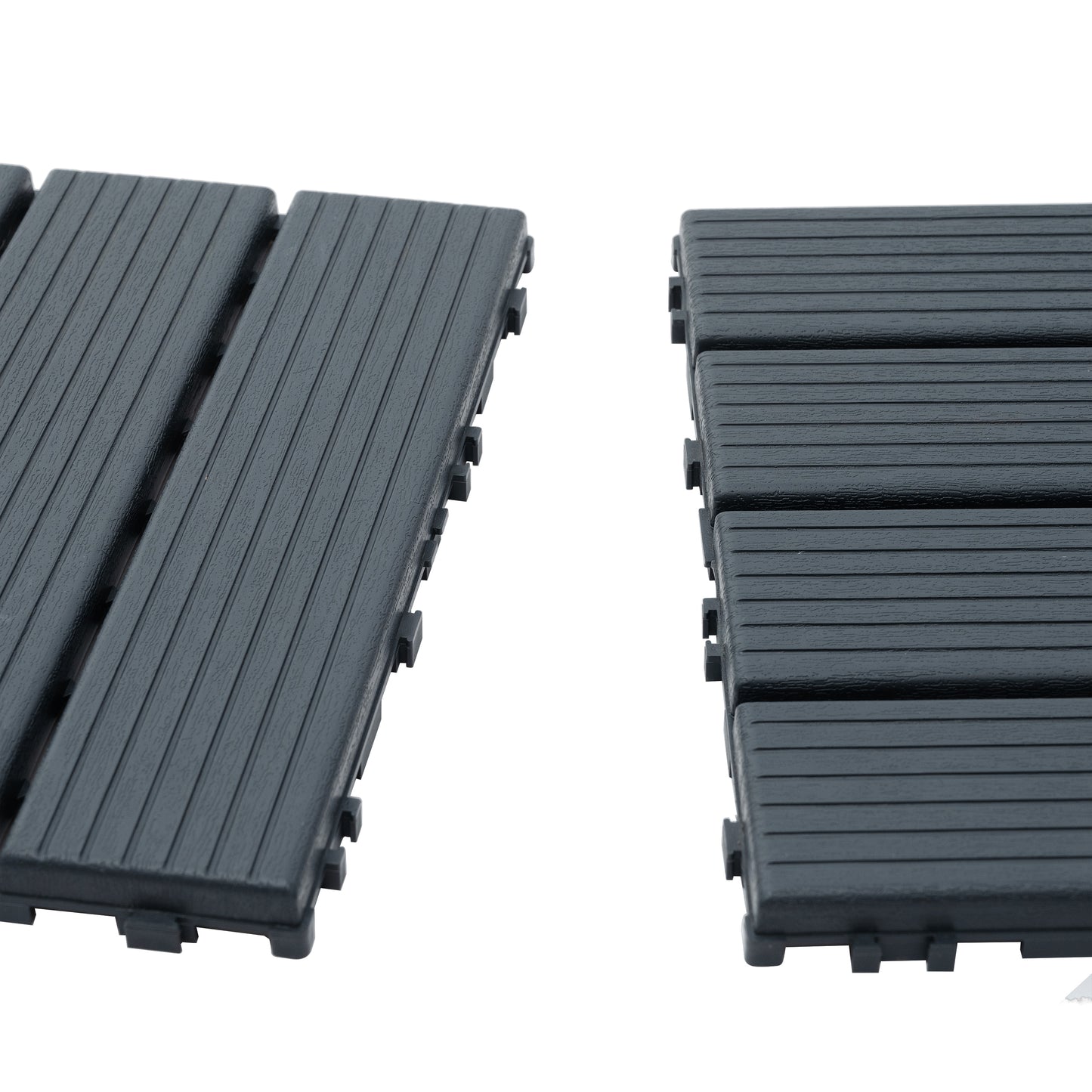 Plastic Interlocking Deck Tiles,44 Pack Patio Deck Tiles,12"x12" Square Waterproof Outdoor All Weather Use, Patio Decking Tiles for Poolside Balcony Backyard (Dark Gray 44 pack Staight groove)