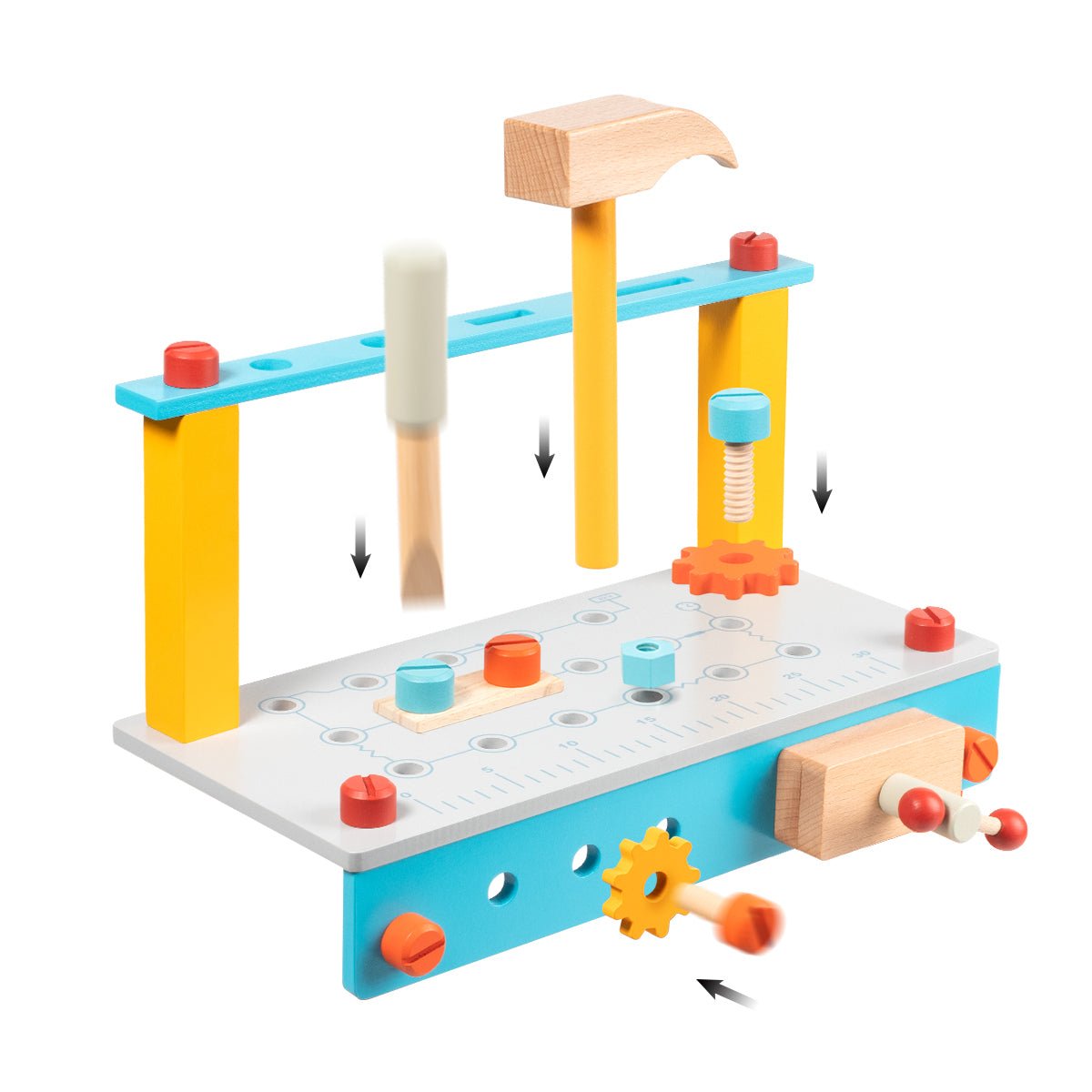 Wooden Play Tool Workbench Set for Kids Toddlers